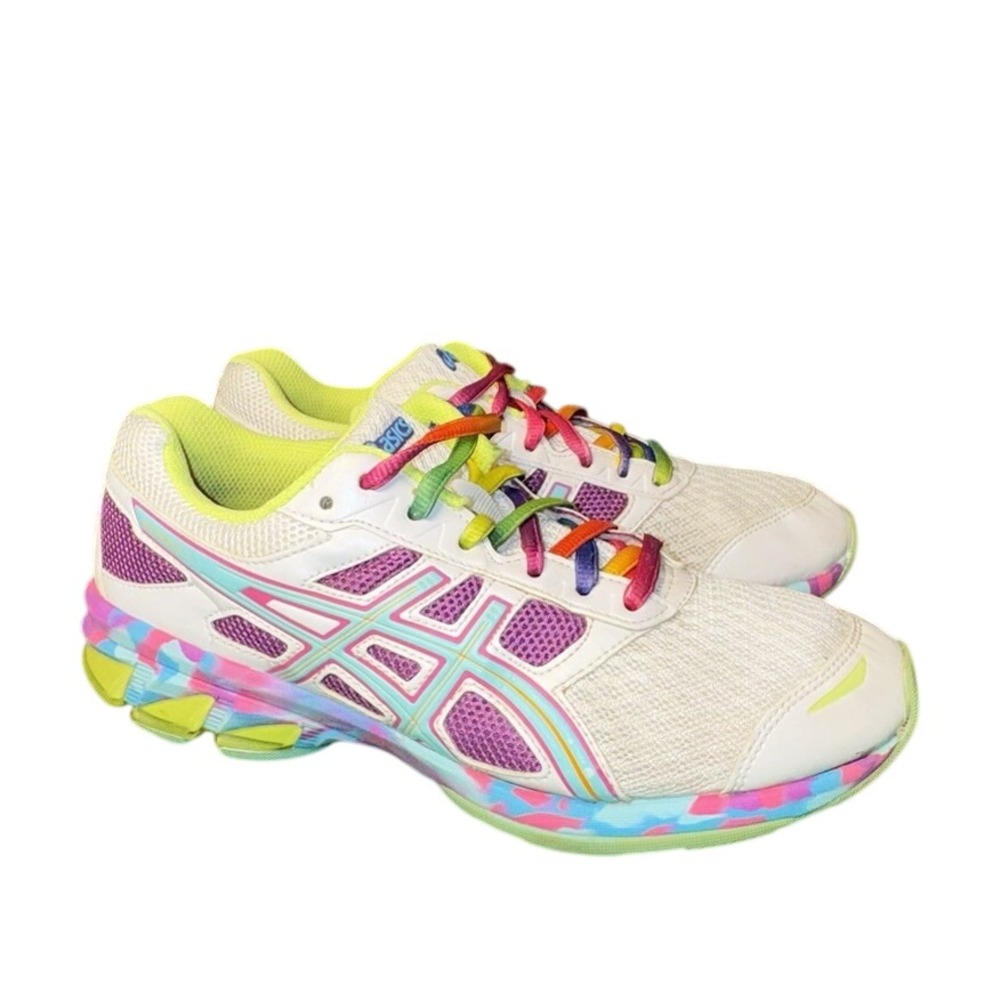 ASICS Gel Frantic 7 White Multi Color Running Athletic Sneakers T3A6Q Womens 7‎